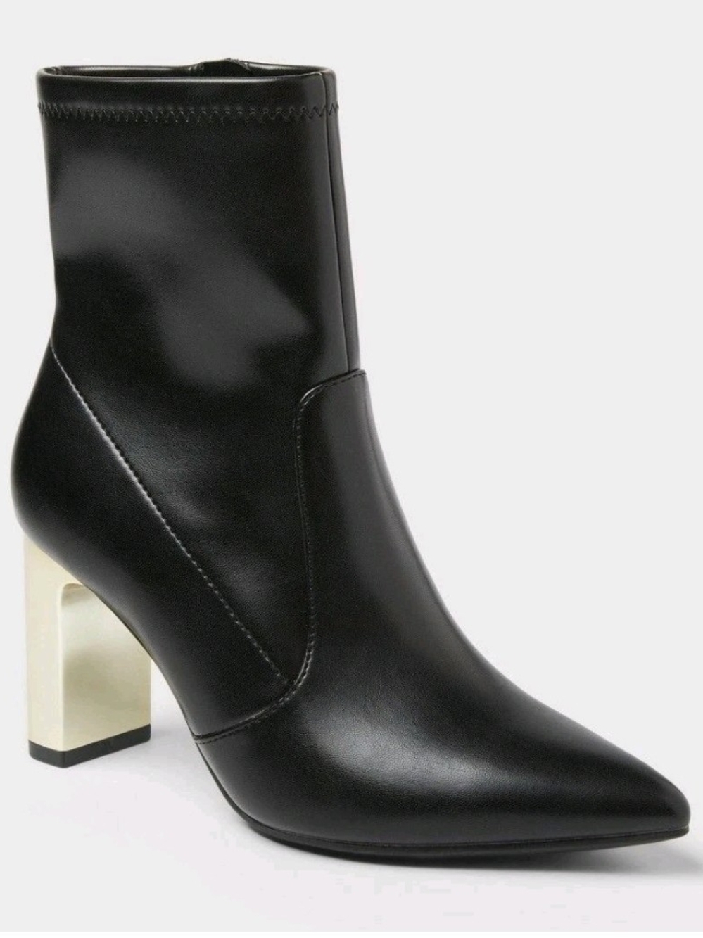 a new day Black Ankle Boots with Cream Block Heel